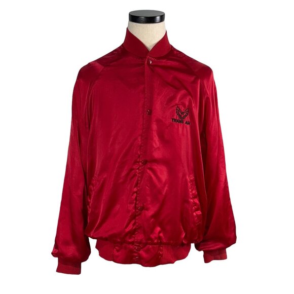 Vintage 80s WestArk Trans Am XL Satin Jacket Red Made In USA - Picture 3 of 16